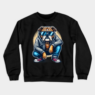 Bulldog With Sunglasses Crewneck Sweatshirt